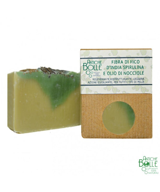 Soap - Regenerating and light exfoliating action with Prickly Pear fiber, Spirulina and Hazelnut oil